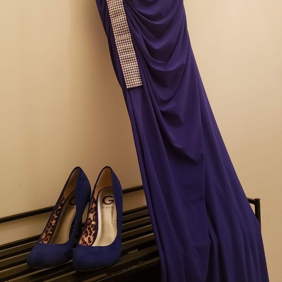 Laura Petites single strap v-cut blue/purple evening dress size 4 - Picture 5 of 6